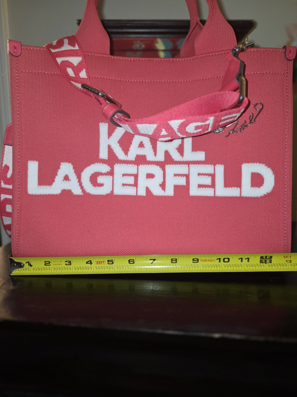 Karl Lagerfeld Hot Pink Canvas Logo Tote with Detachable Strap - Picture 7 of 9